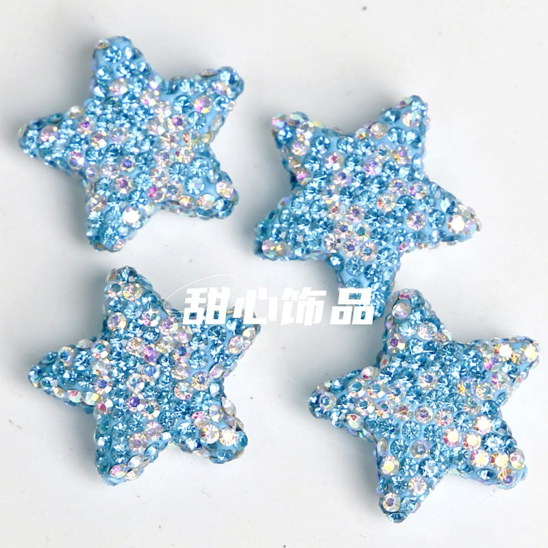 Wholesale 5PCS Clay Diamond Bow Full Diamond Five-pointed Star Beads
